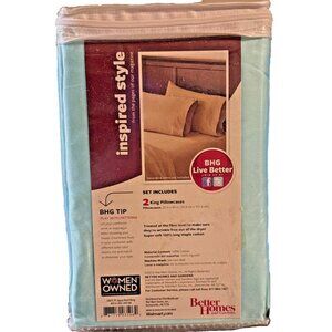 BHG King Size 300 Thread Count Wrinkle Free Cotton Pillowcase Aqua Reef Sage Grn